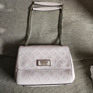 Guess Logo Love Convertible Flap Over Crossbody Bag Light Pink